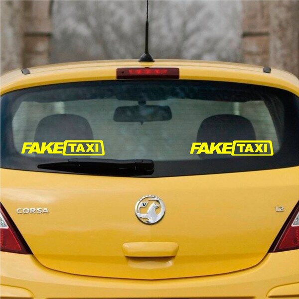 thumbnail image 2 of 2 X FAKE TAXI Yellow Car Sticker - Funny Vinyl Decal For Bumper Window JDM VW 2 of 6