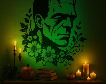 Floral Frankenstein Vinyl Wall Decal, Made to Order,  Wall Sticker, 36 Colours, Apply Anywhere, Application Tape Pre-Applied H037
