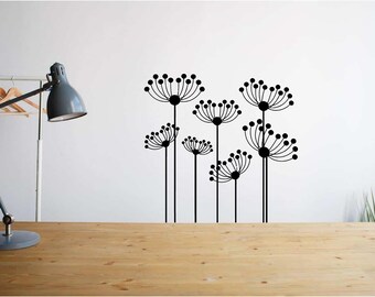 Bonitas flores vinilo pared arte, calcomanía, pegatina, transferencia, mural, decoración, alquiler amigable, interior, exterior, pared completa extraíble, - 0969
