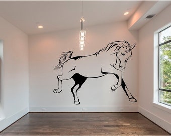 Horse Running Vinyl Wall Art, Decal, Sticker, Transfer, Mural, Removable, Decor, Rent Friendly, Interior, Exterior,Full Wall - 0574