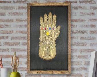 Infinity Gauntlet Framed Wood Art