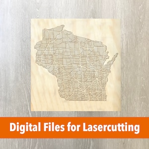 Laser Cutter Datei | Wisconsin Multicolor Landkarte