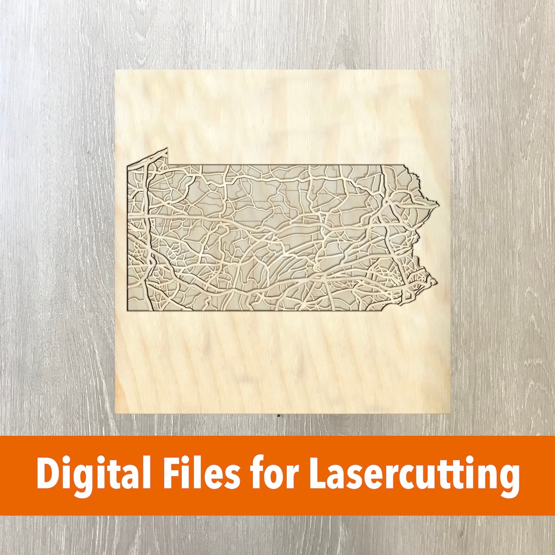 Laser Cutter File Pennsylvania Layered Map Etsy