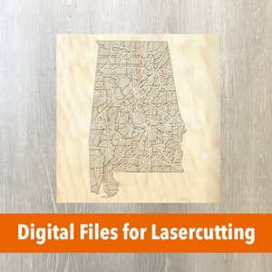 Laser Cutter File Alabama Layered Kaart