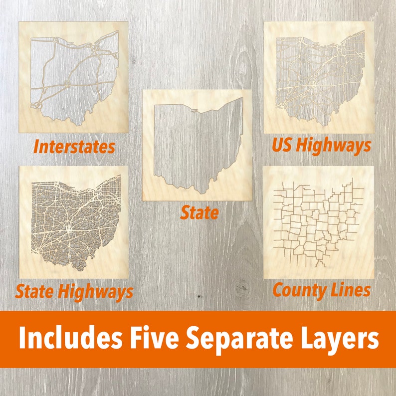 Ohio Layered Map Laser Cutter File | Ohio Layered Map - Etsy