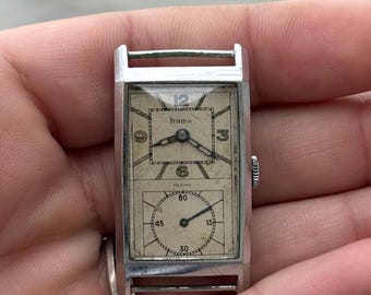 Zeldzaam vintage Huma Art Deco Duo Dial doktershorloge van Fab Suisse, voor onderdelen of reparatie.