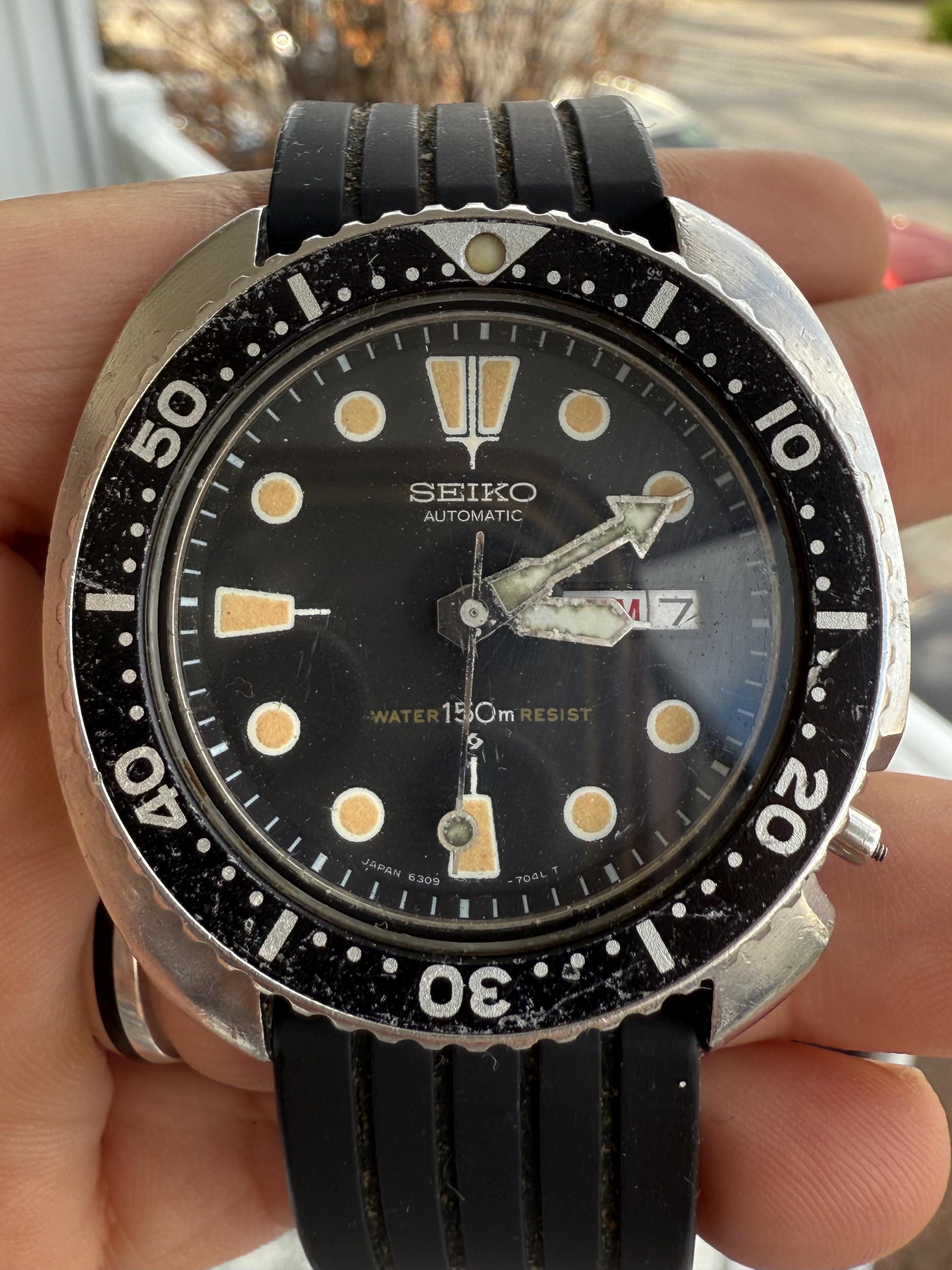 セイコー 自動巻き メンズ腕時計 6309 ブラックダイヤル ラウンド型 デイデ Seiko 6309 dial - Etsy 日本