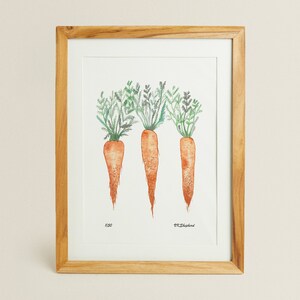 Kitchen wall art - Carrot Print - Carrot gift - Cottage wall art - Vegetables print - Gardening gift - orange kitchen decor - farm house art