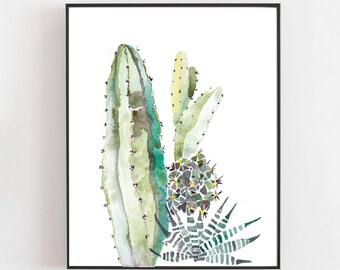 Cactus print - cactus wall art - cactus home decor - cactus poster - cactus plants print - plants home decor - plants gift - SIGNED ART A4