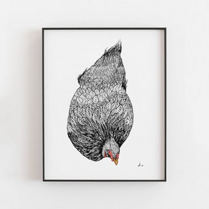 Hen Art Print: Rustic Farmhouse Kitchen Decor (A4)