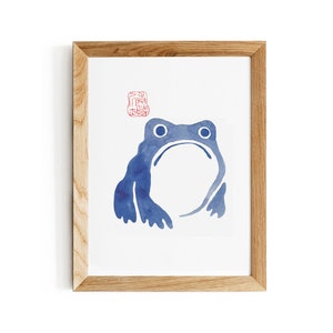 Blue Frog Japanese Art Print: Matsumoto Hoji Inspired Decor