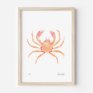Impression de crabe, art de crabe, déco de mer, art de mur de crabe, art de mur de thème de mer, décoration de thème d&#39;océan, décoration de maison de plage, impression de maison de plage, décoration lumineuse