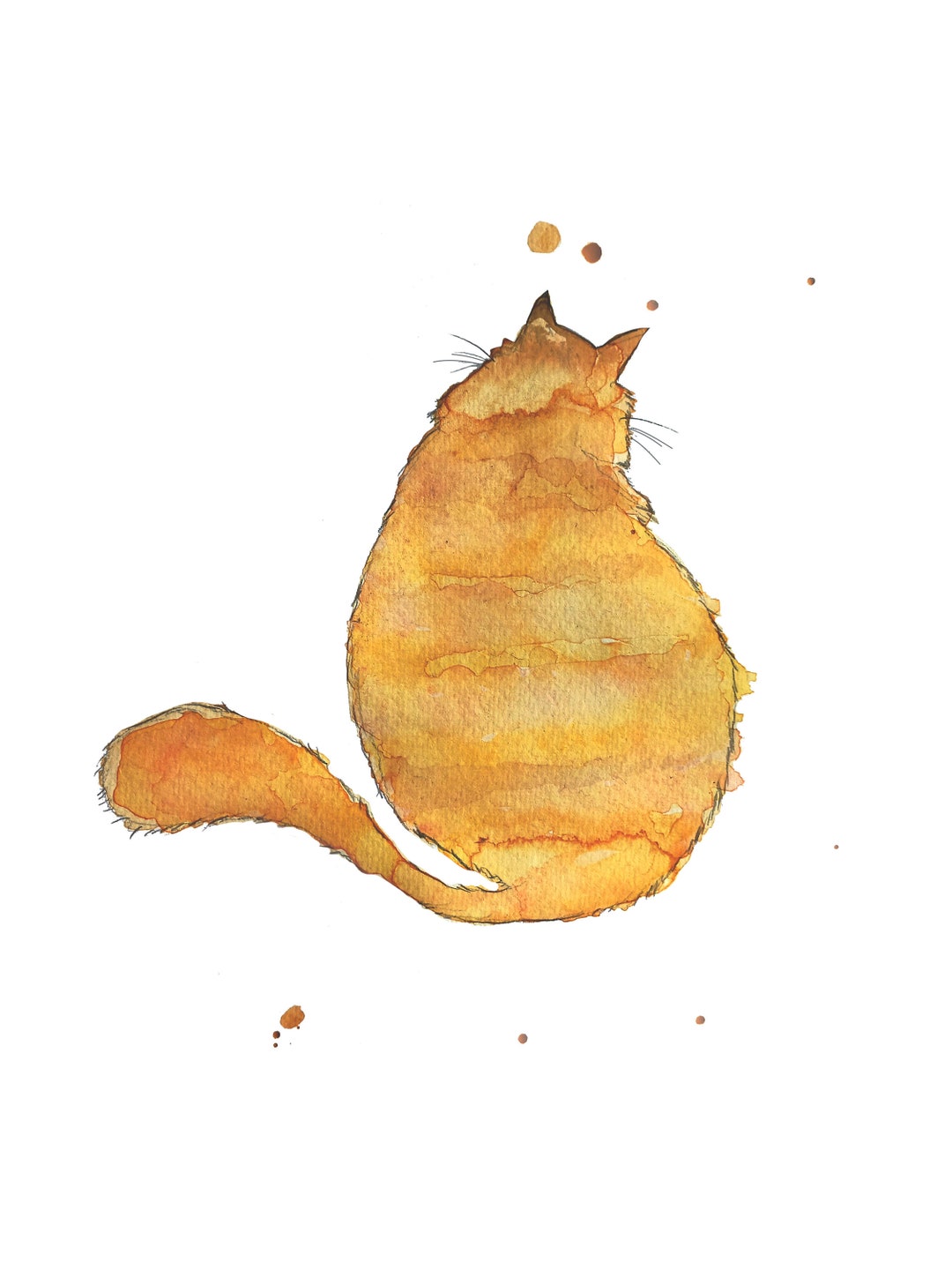 Orange Tabby Cat Art, Ginger Cat Print, Watercolour Cat, Cat Wall Art