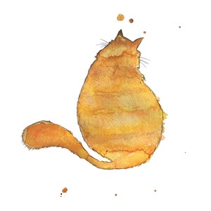 Arte di gatto soriano arancione, stampa di gatto rosso, gatto acquerello, arte murale di gatto, regalo di gatto arancione, dipinto di gatto arancione, arte murale di gatto rosso gatto seduto