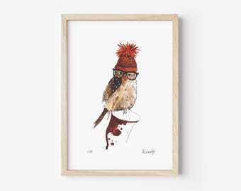 Owl Wall Art |  Owl Print | Animals portrait | Woodland Nursery Decor | Teachers,  Bird Lover gift