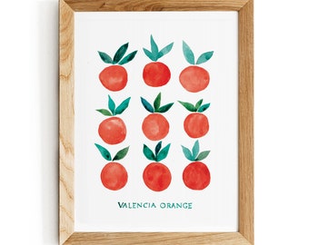 Valencia Oranges Print: Retro Kitchen Wall Art