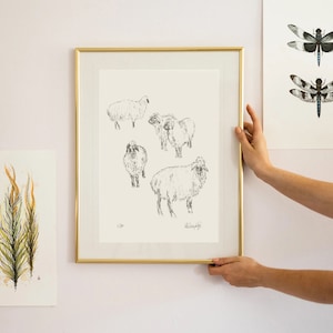 Schaf Wandbild, Schafdruck, Bauernhaus Wandkunst, Schaf Geschenk, Schaf Farm Dekor, englische Wanddekoration, ländliche Dekoration, Bauernhof Wandkunst Lamm Kunst