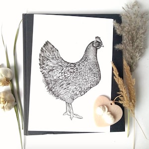 Stampa di pollo - Stampa di gallina - Decorazione cucina fattoria - Stampa cucina - Arte murale country - Regalo di pollo - Stampa di pollo poliziotto Decorazione bianca A4