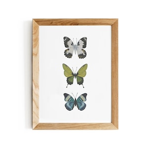 Schmetterling Wandbild - Schmetterlingsdruck - Schmetterlingsdekor - Boho Wandkunst - Boho Dekor - Wohnzimmer Galeriewand - Moderne botanische Kunst A4