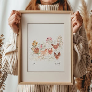 Chicken art | chicken print | chicken painting | chicken wall art | chicken art print | chicken watercolour | chicken picture | chicken gift