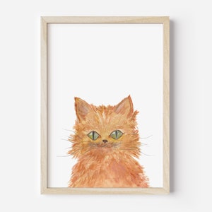 Ginger Cat Art Print: Grüne Augen, Limited Edition (8x8)