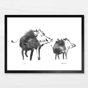 Wild Boar Watercolor Print: Limited Edition Farmhouse Wall Art