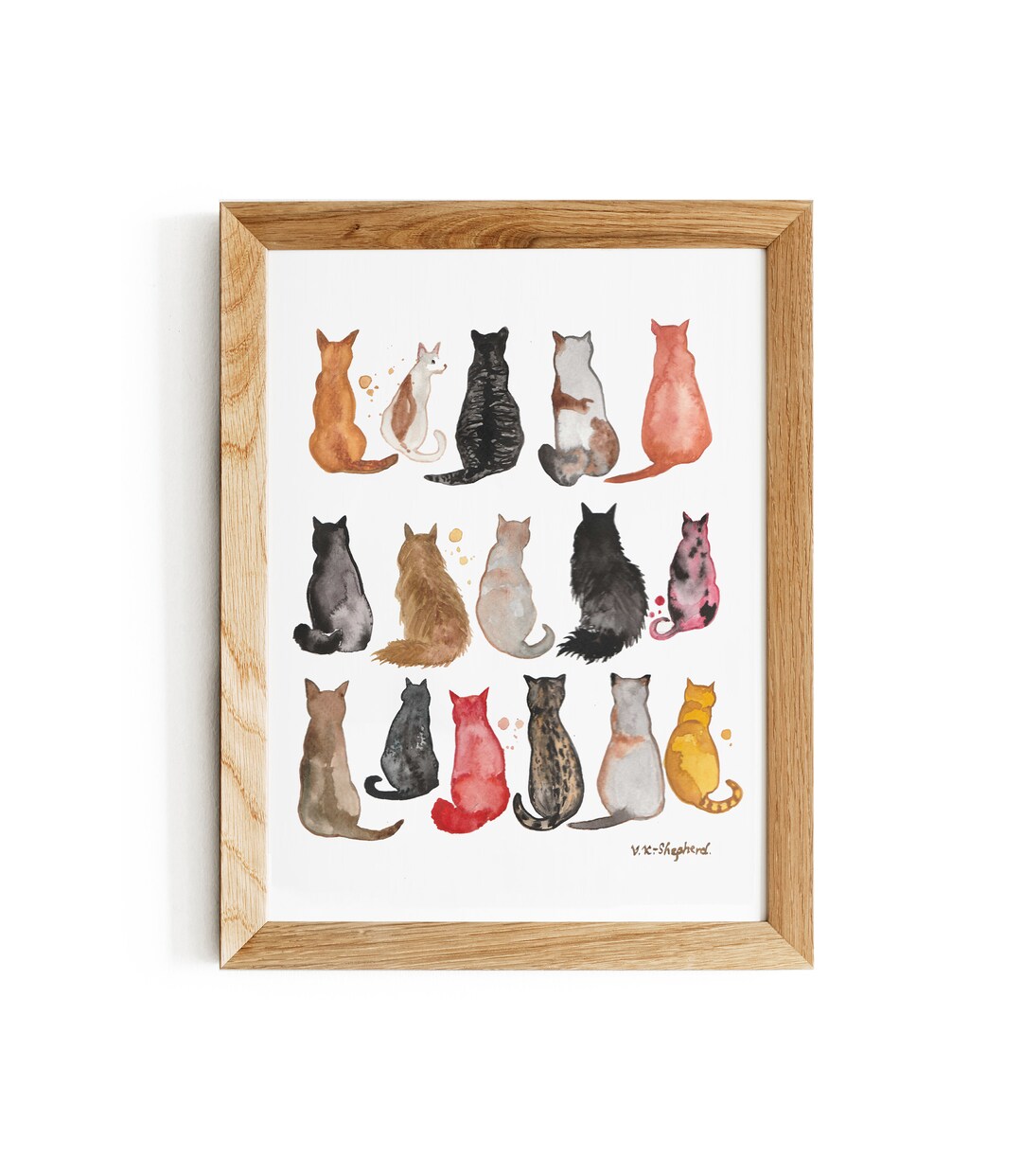 Cats Print - Cat Wall Art - Cat Home Decor - Abstract Cats Gift - Fun Cats Illustration ...