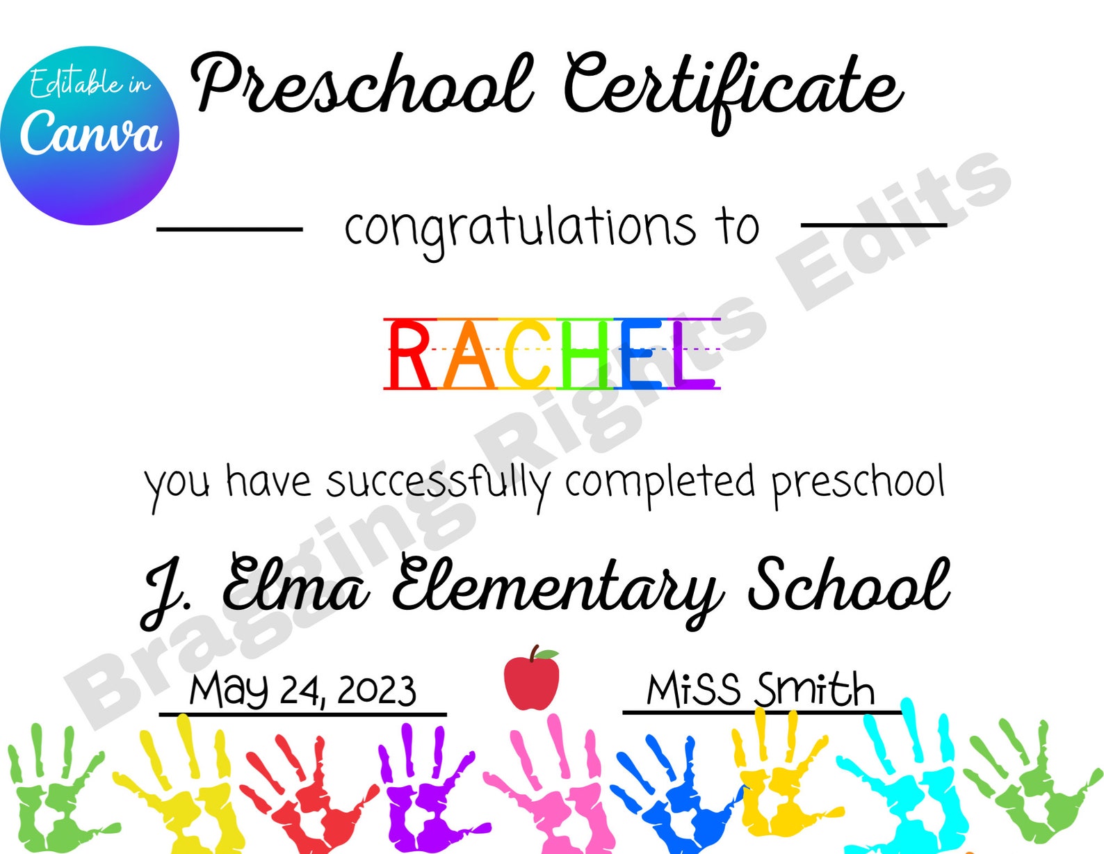 Preschool Certificate Etsy