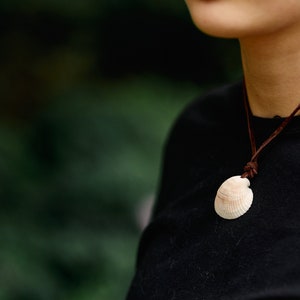 Shell necklace with leather cord