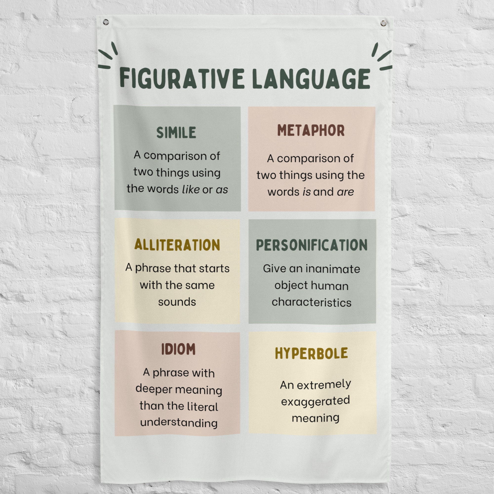 Figurative Language Anchor Chart Flag for Elementary Teachers ...