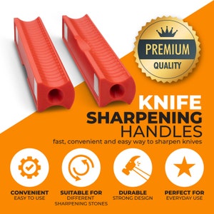 Knife Sharpening Handles, Heavy Duty, Compatible with Wicked Edge System, 150mm x 20mm Stones, Neodymium Magnets, Red & Black