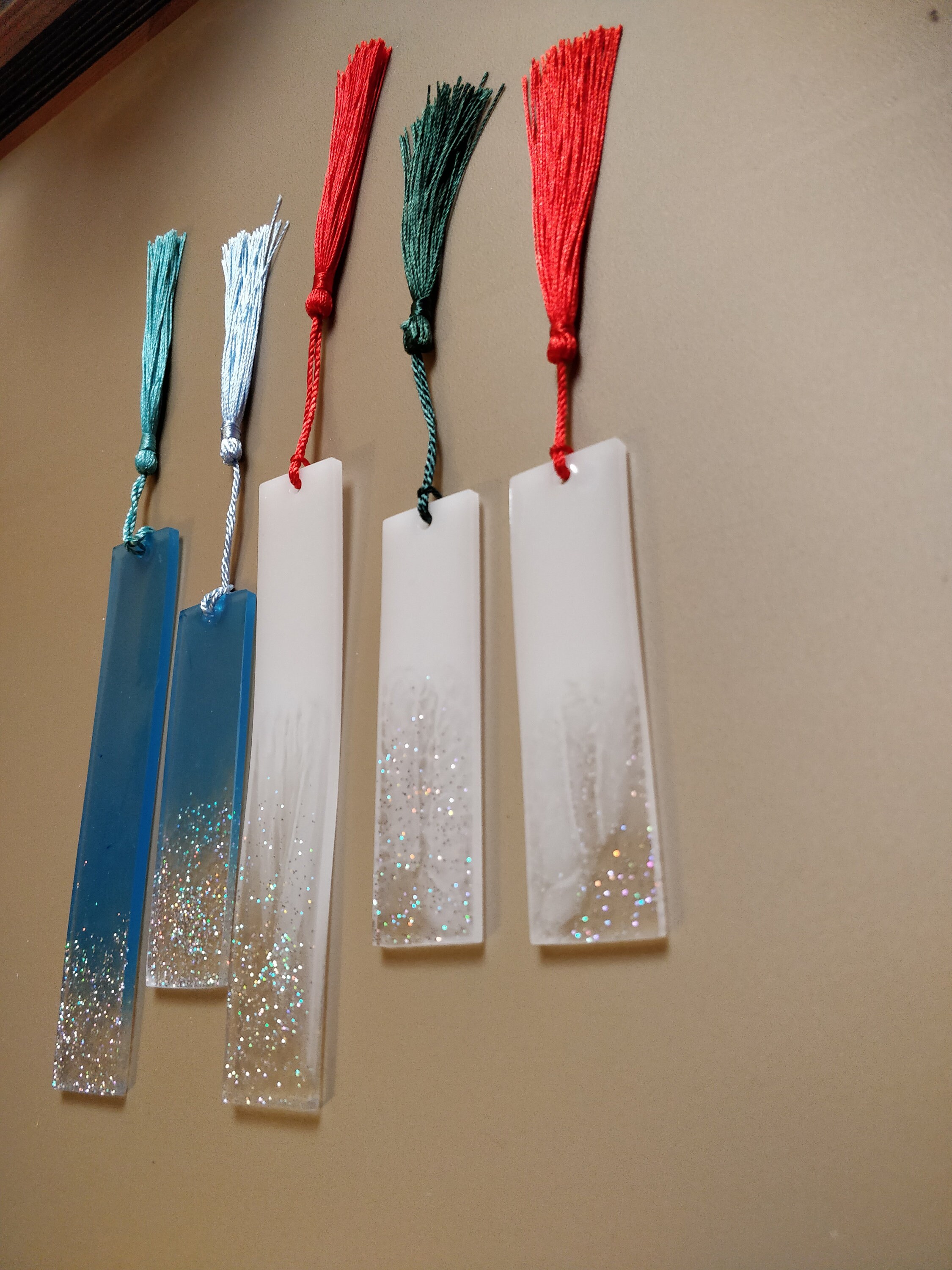 Blue and White Holographic Glitter Epoxy Resin Bookmarks/ Etsy UK