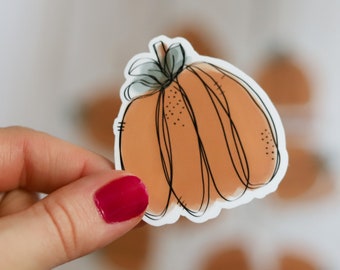 Aquarell Kürbis Sticker: Herbst Vinyl Sticker