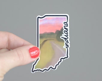 Indiana Landscape Waterproof Illustrated Sticker