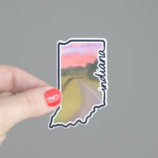 Indiana Landscape Waterproof Illustrated Sticker