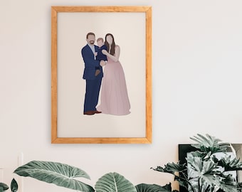 Ilustração personalizada de família: retrato minimalista, lembrança de família (impressão digital)
