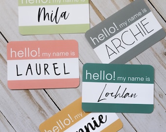 Hello, My Name Is … Personalized, Modern Baby Name Tag Sticker | Baby Name Announcement