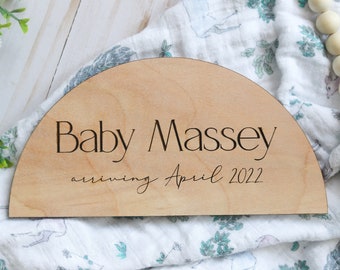 Holz Personalisierte Baby Ankündigung Halbkreis Prop