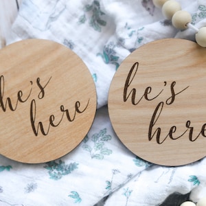 He's Here / She's Here Wooden Baby Announcement Sign image 8