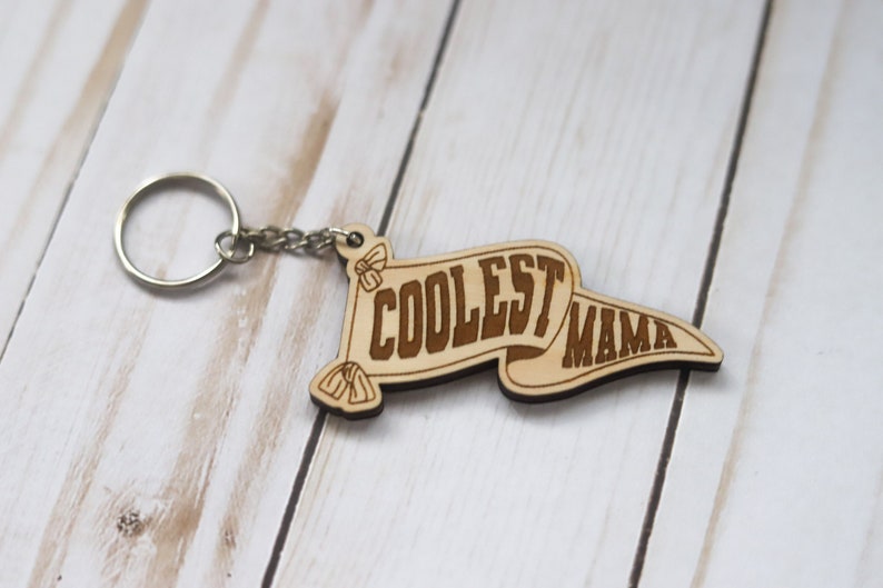 Coolest Mama Wooden Keychain image 1