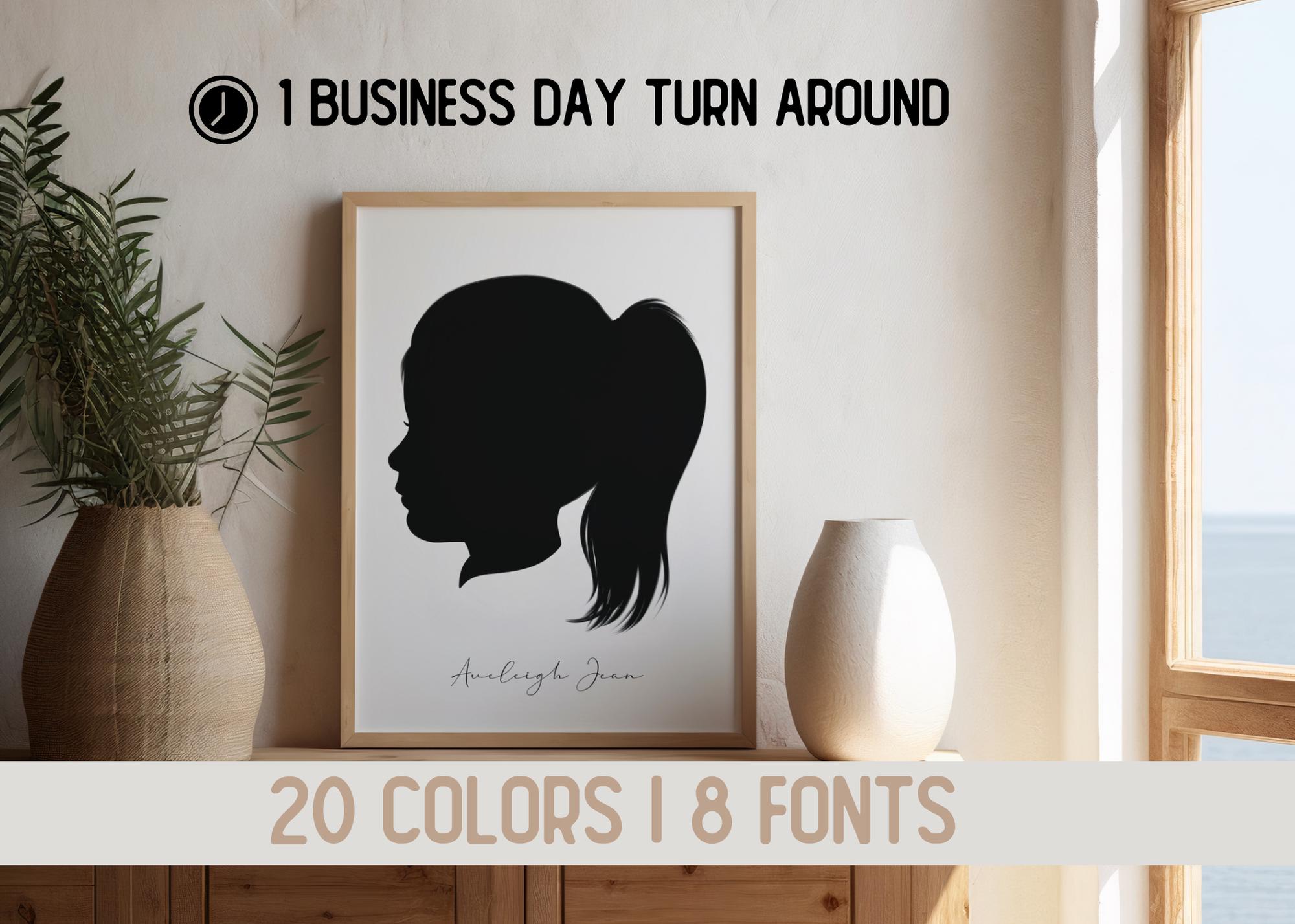 Custom Silhouette Portrait | Quick Turn Around | Personalized Digital Portrait