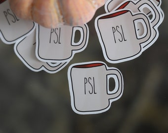 Pumpkin Spice Latte Sticker: Waterproof Coffee Mug Sticker
