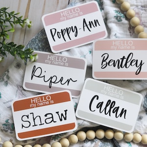Hello, My Name Is Personalized, Modern Baby Name Tag Sticker image 1