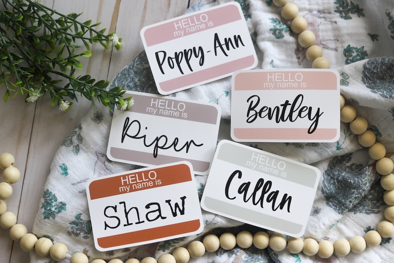 Hello, My Name Is Personalized, Modern Baby Name Tag Sticker image 1