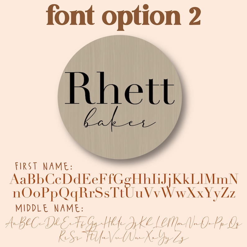 Rhett Lettering Wooden Round Engraved Name Sign | Baby Announcement Sign - Etsy