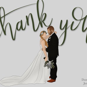 Custom Wedding Thank You Card Printable, Wedding Portrait/Illustration, Digital Download image 10