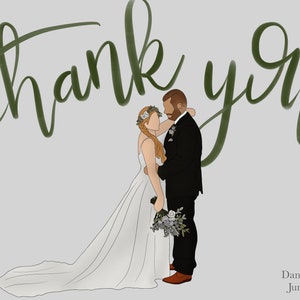 Custom Wedding Thank You Card Printable, Wedding Portrait/Illustration, Digital Download image 9