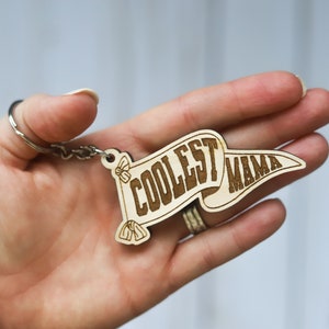 Coolest Mama Wooden Keychain image 3