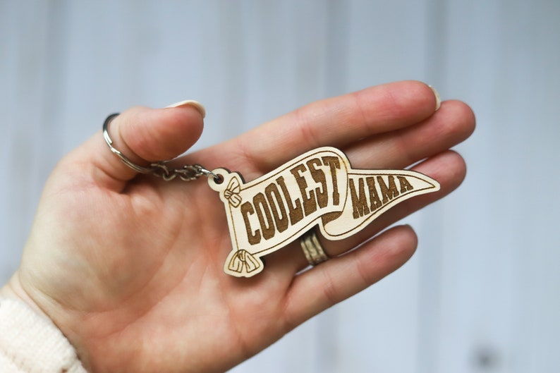 Coolest Mama Wooden Keychain image 3