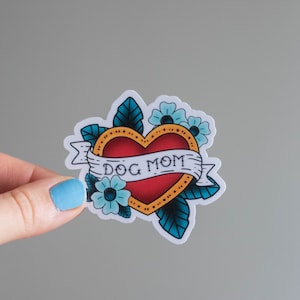 Sticker imperméable chien maman marin style tatouage | Sticker pour maman